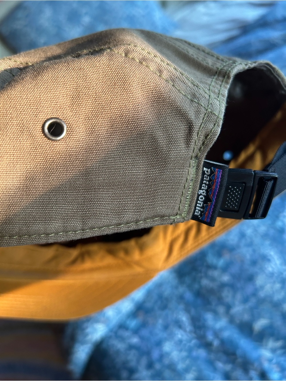 Patagonia Men’s Olive Cap with Mustard Brim Trim - Picture 3 of 3
